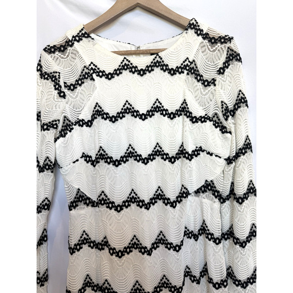 Vintage Y2K Guess Womens Lace Chevron Dress Size 14 Sheer Cocktail Party Event - Picture 5 of 14